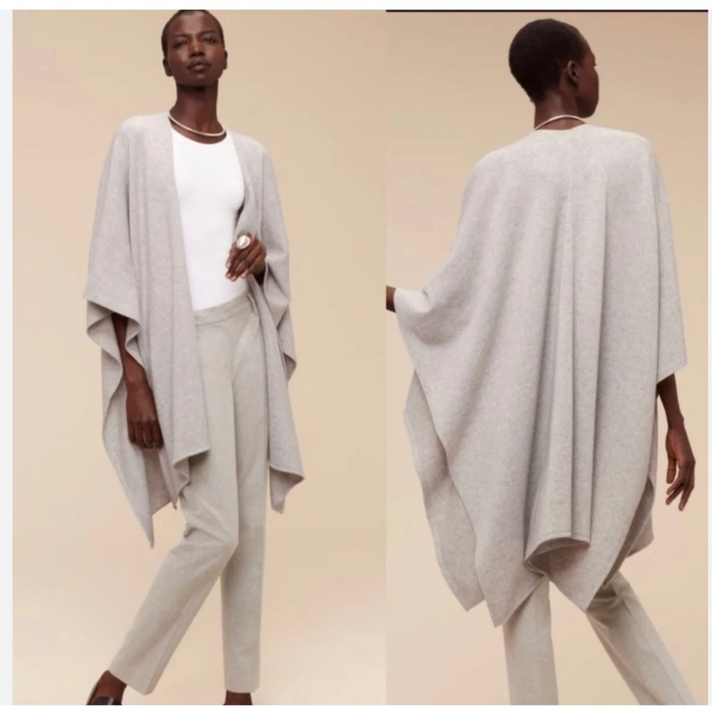 BABATON By Aritzia Sz XXS-XS Heather Beige 80% Wool 20% Cashmere Wrap Poncho